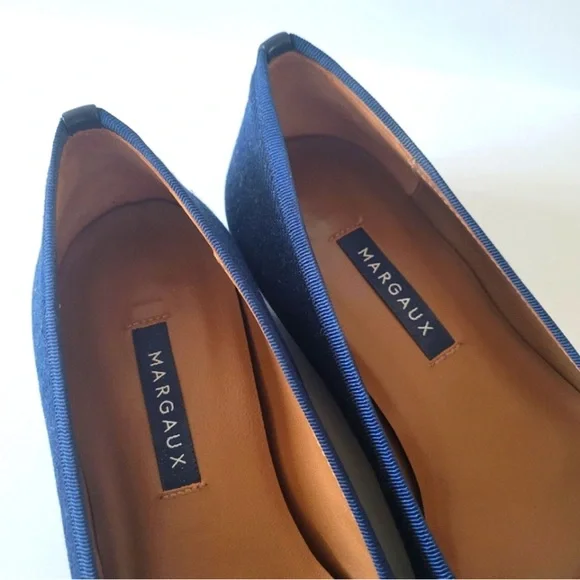 Margaux Navy Denim Blue w/Bow Flats sz.7 - Picture 4 of 7